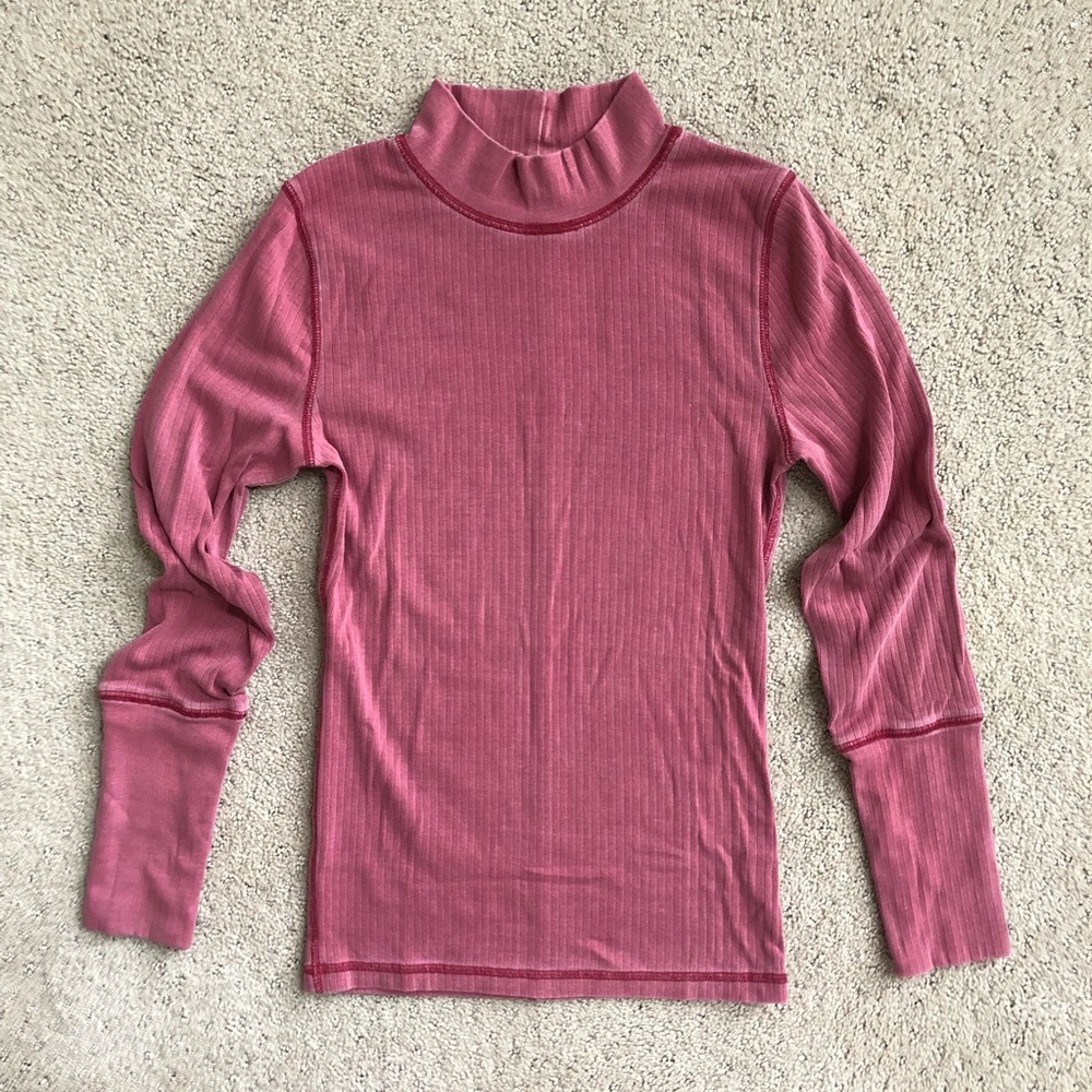 FREE PEOPLE rickie mock neck turtleneck top wild country strawberry pink small
